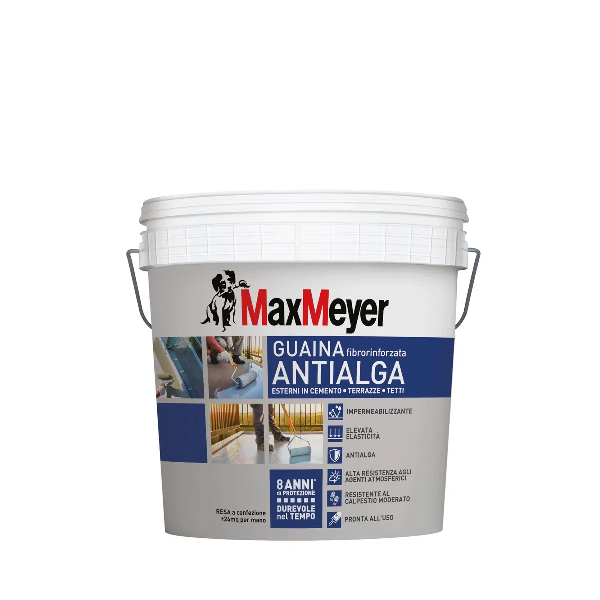 MAXMEYER Guaina Antialga Plus, Impermeabilizzante Liquido Fibrorinforzato per Esterni,Verde, 4 L