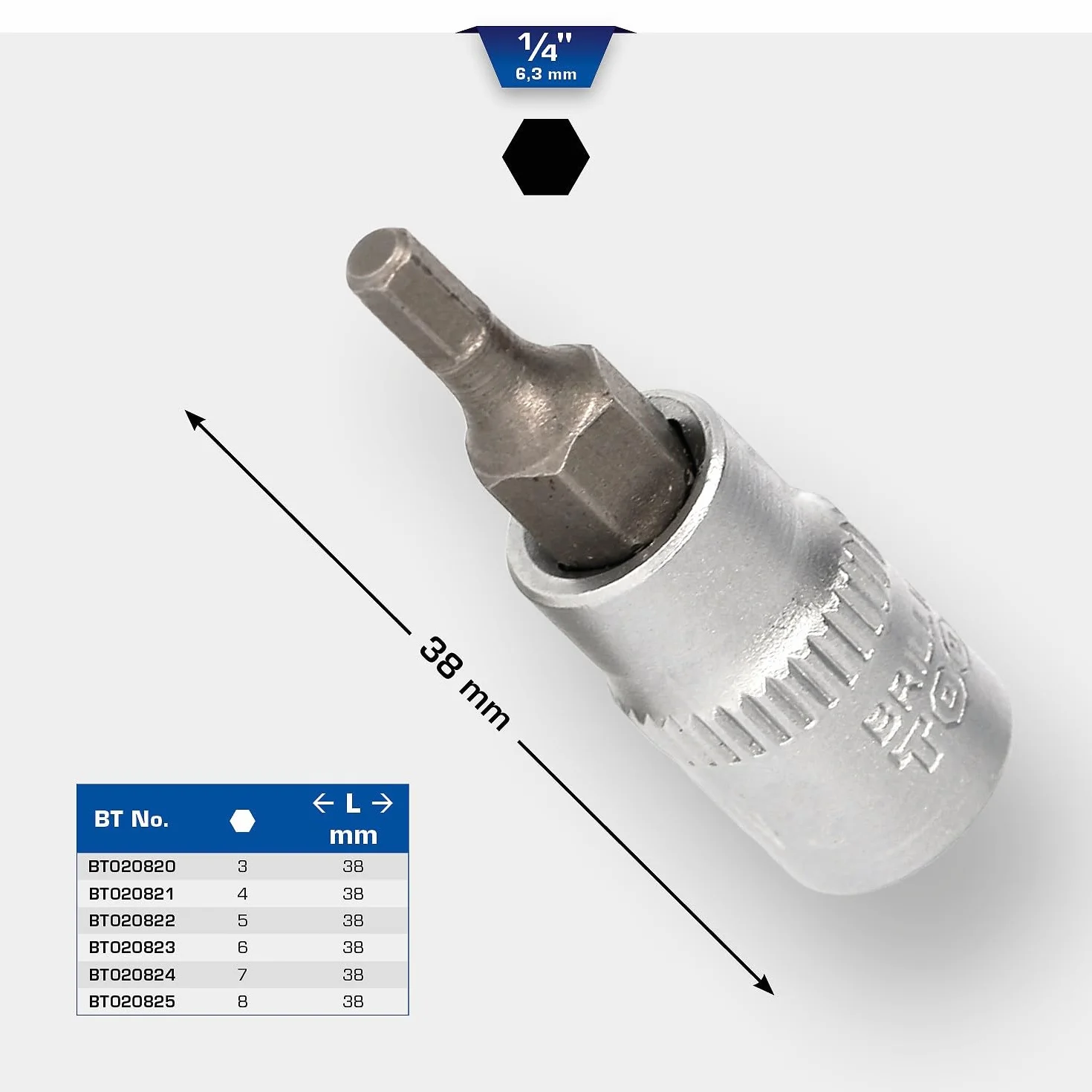 BRILLIANT TOOLS BT020822 Bussola a inserto con esagono incassato 1/4", 5 mm [Powered by KS TOOLS]