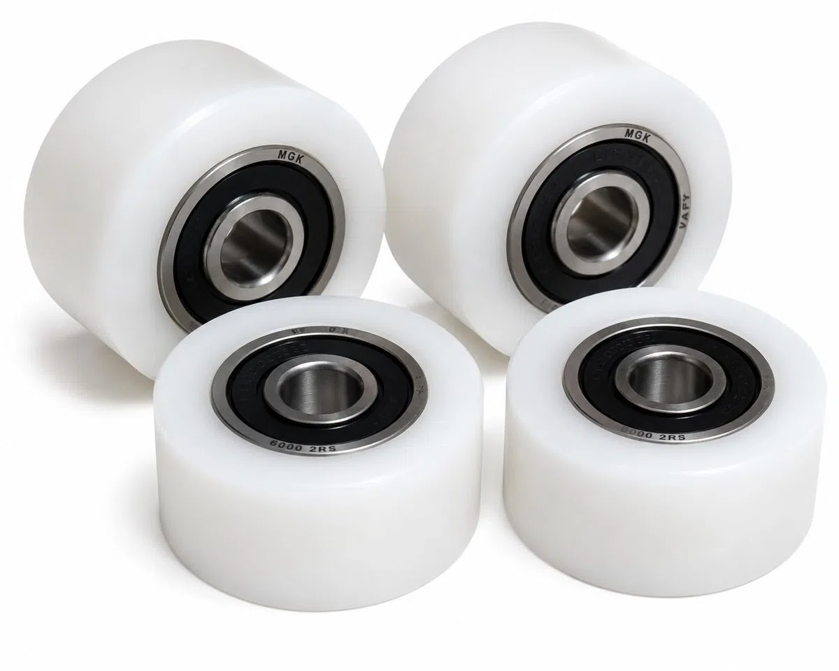 4 ruote in nylon poliammide diametro 40 mm larghezza 20 mm cuscinetto 10 mm precisione made in EU