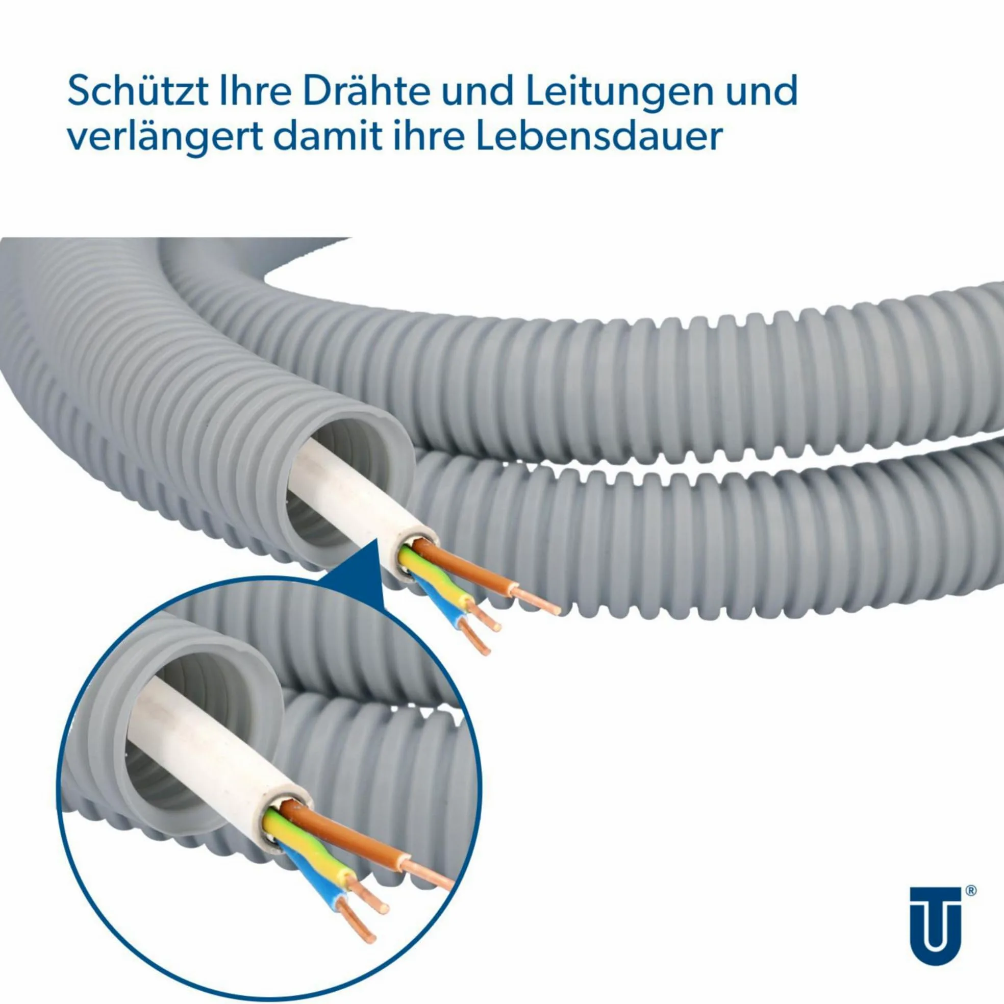 Unitec, 407011, Tubo corrugato EN16, la classificazione in 2221, 25m, grigio