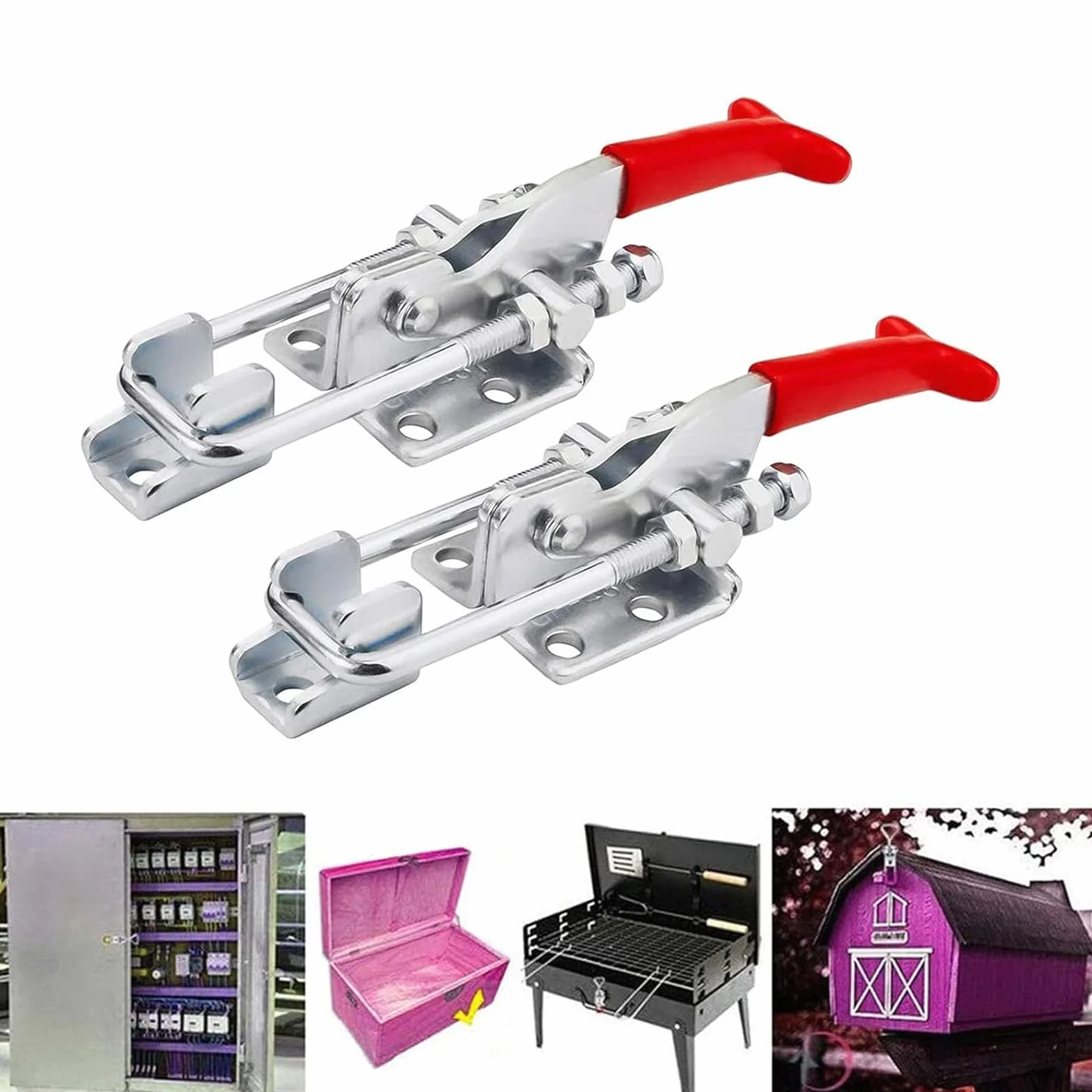 4 Pezzi Morsetti a Ginocchiera, Morsetto a Levetta in Metallo GH-431 318 kg/701 lb Toggle Clamp Blocco a Leva Morsetto a Levetta Chiusura a Scatto in Metallo per armadietto Porta Scatola