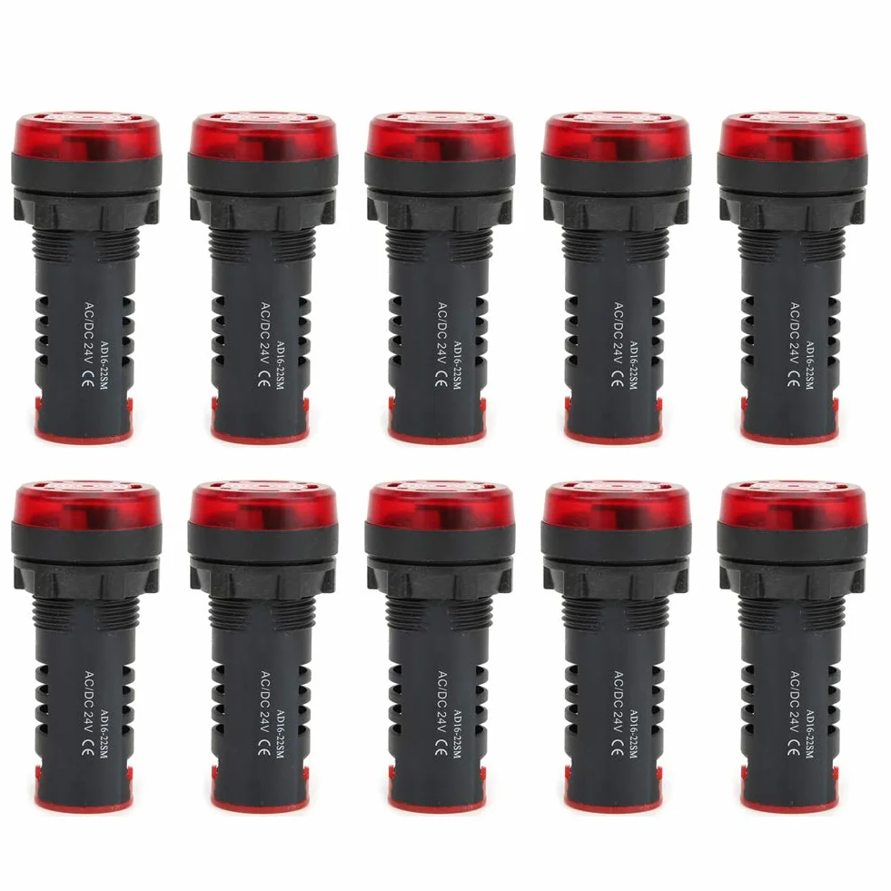 10 Pz Indicatore acustico rosso di allarme 24V 20mA LED Buzzer AD16 22SM LED lampeggiante con voce forte