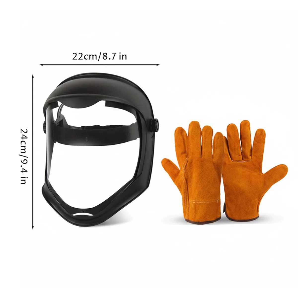 Maschera integrale, Visiera integrale antiappannamento HD con guanti, Visiera per PC resistente agli urti, Maschera di protezione per smerigliatura, saldatura, falciatura del prato, prodotti chimici