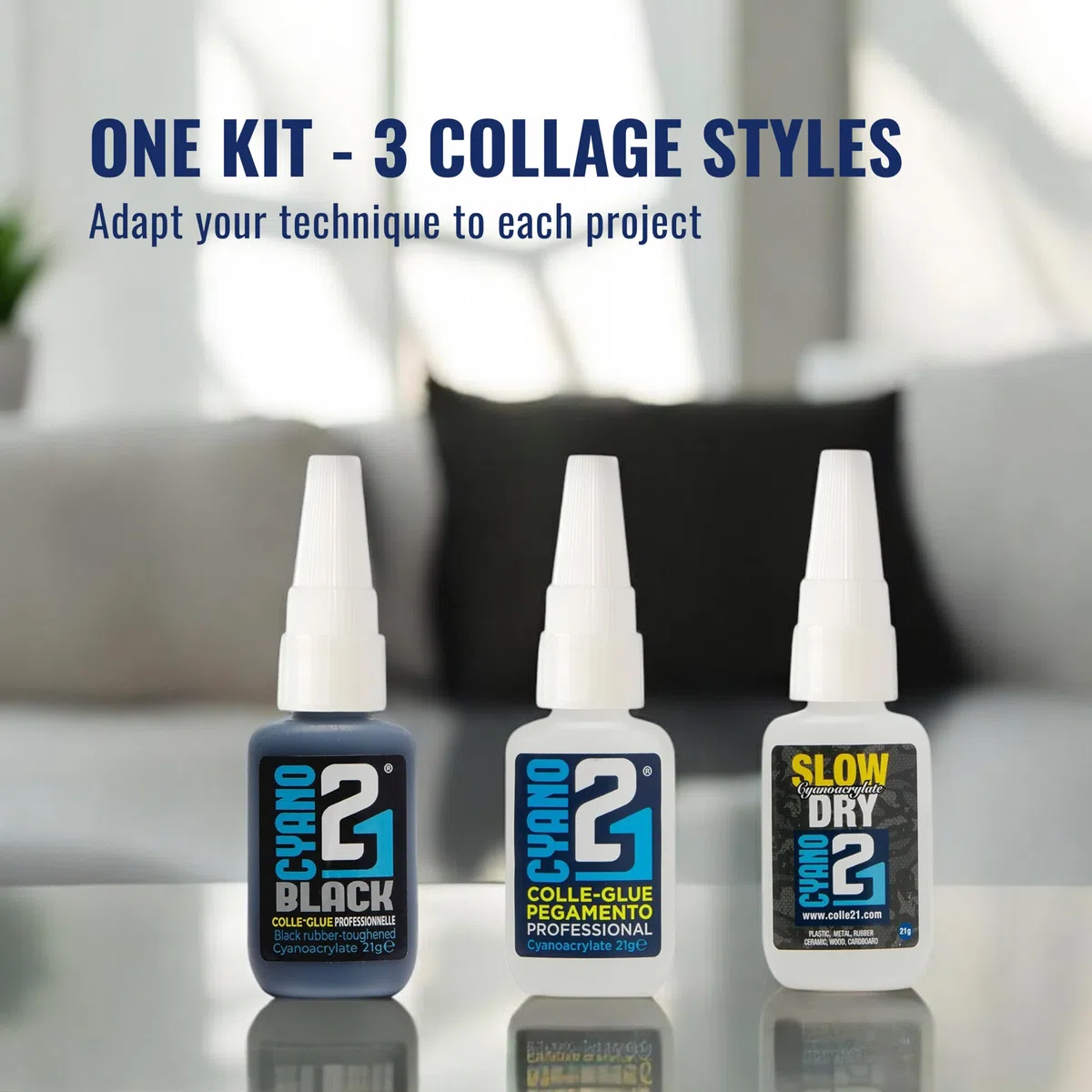 TRIS Super Colla Cianoacrilato Colle21 Nera - Colla Ciano Lenta Ammo Mig Slow Dry - Colle21 classica