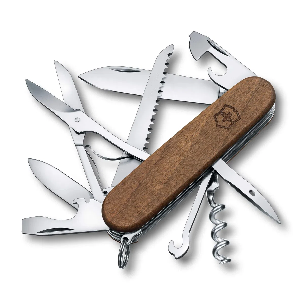 Victorinox, Huntsman Wood, Coltellino Svizzero, Originale, Multiuso, Campeggio, 13 Funzioni, Lama, grande, Cavatappi