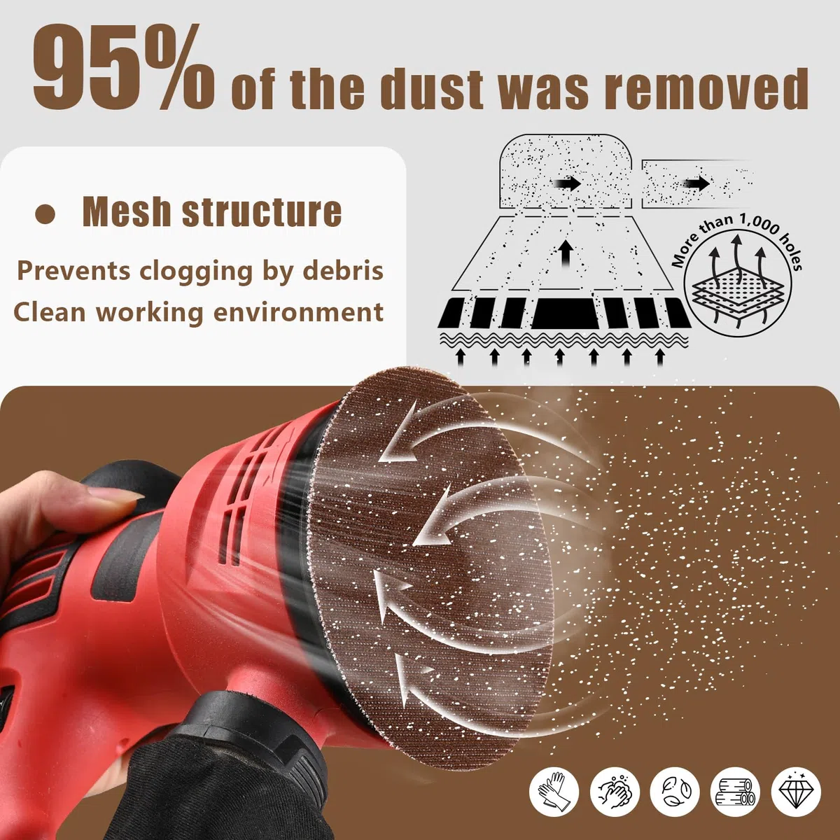 30 Pezzi Rete Dischi Abrasivi 150mm, Grana 220 per Levigatrice Orbitale da 150mm e Levigatrici legno, metallo, plastica, vernice e vetro