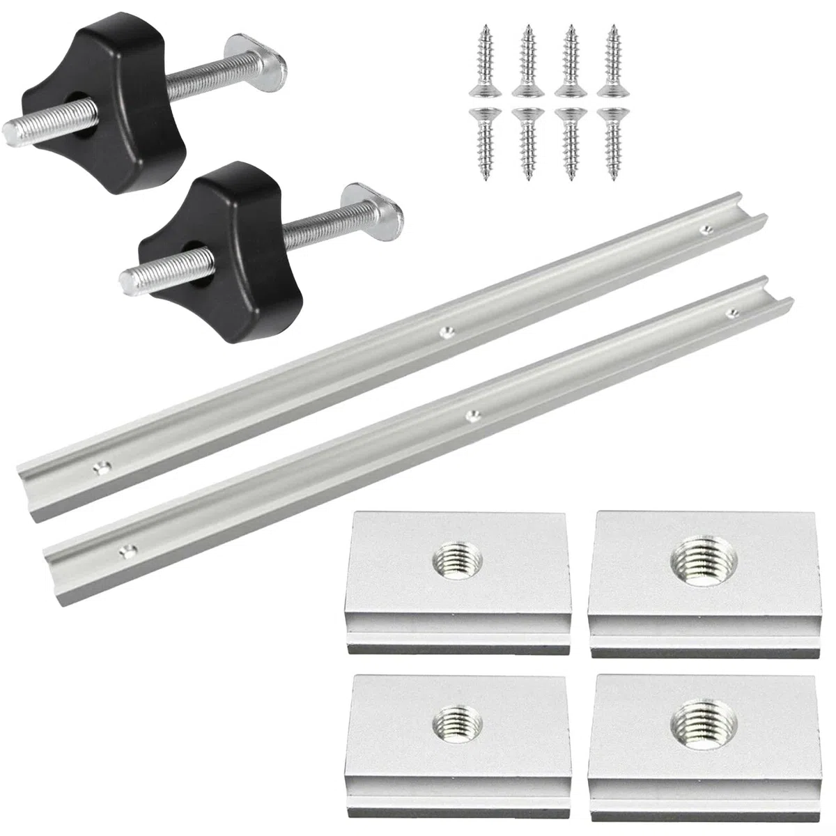 Scivolo per guida per la lavorazione del legno 500 mm con viti autofilettanti, guide a T Set di guide in lega di alluminio con cursore e maniglia per utensili per la lavorazione del legno