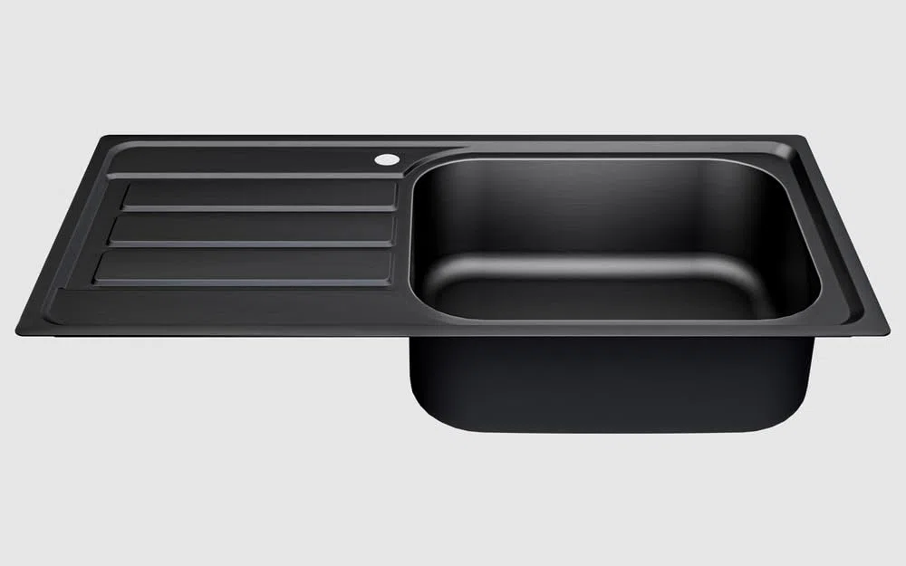 Lavello da cucina, 100 x 50 cm, in acciaio inox 304, spessore del materiale: 0,8 mm, vasca XXL 50 x 40 cm, lavello da incasso, rettangolare, 1 vasca, sgocciolatoio, (sgocciolatoio a sinistra
