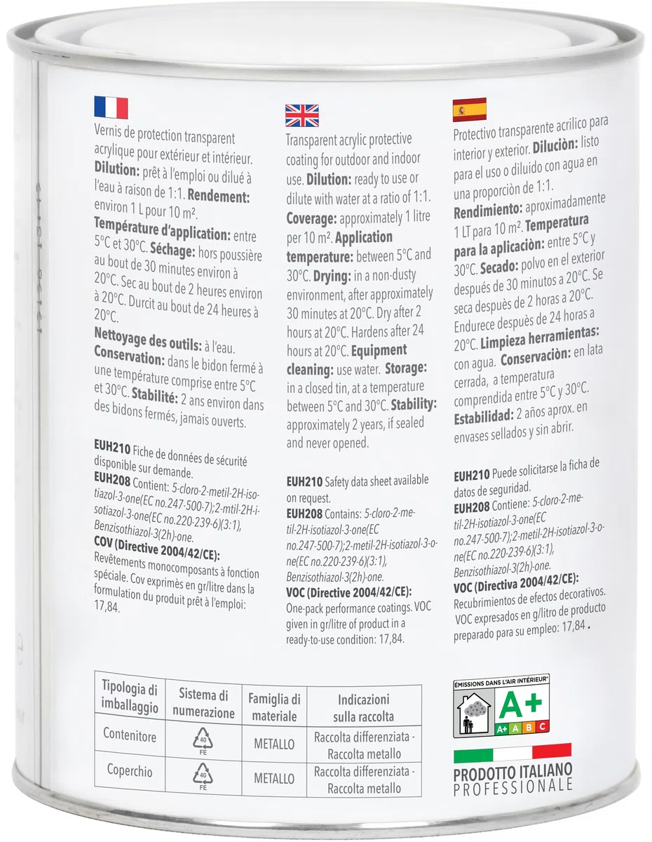bianco Shabby Finitura Protettiva Trasparente Semi Lucida per Chalk Paint 1L – Antigraffio e Idrorepellente per Mobili, Legno, Arredo e Pareti