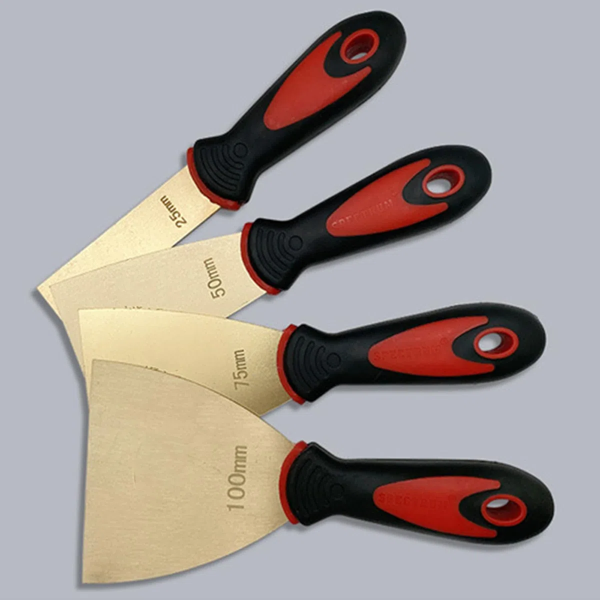 Coltello per stucco, raschietto in ottone spesso 1,5 mm con manico in gomma, strumento per cartongesso per legno e carta da parati, larghezza lama 60 mm