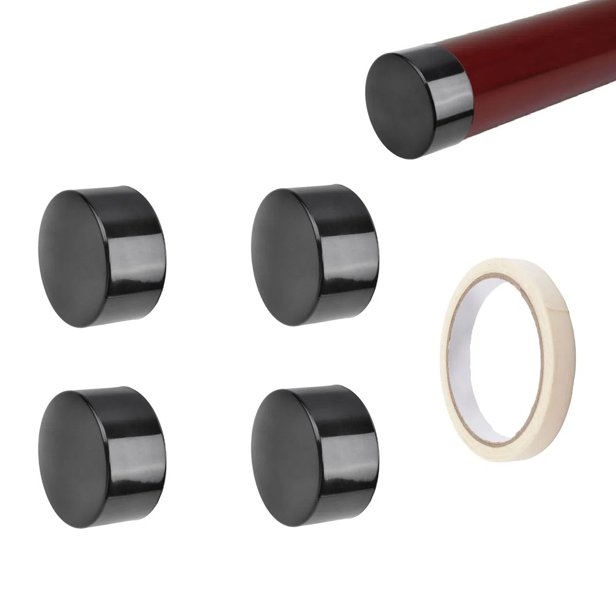 Calotta Terminale, 4 Pezzi, Calotte Terminali Nere in Plastica Tonda per Corrimano, Coperture per Gradini di Scala, Accessori per Corrimano per Corrmano da 50mm/1,96in