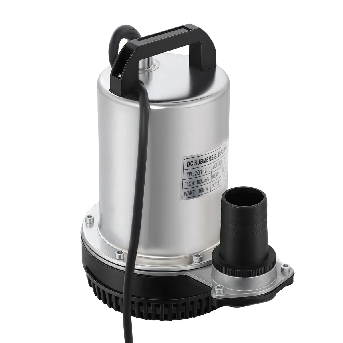 Pompa Sommersa 12V, 160W Pompa Sommersa per Pozzo, Strumenti Per Il Pompaggio, Portata 50L/min, 3 Uscite, Vernice Cromata, Outil de Pompage per Irrigazione di Giardini, Fattorie e Pozzi