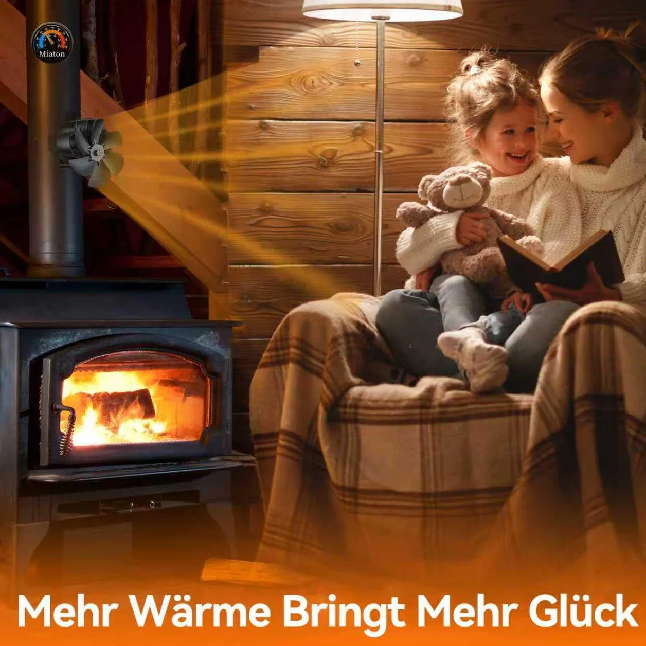 Ventola per Stufa a Legna Magnetico | Pellet Ventola per Stufa | Ventilatore per Camino a Legna con Termometro Magnetico