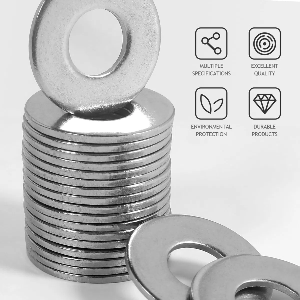Rondelle Acciaio Inox M10 x 25mm, 50 Pezzi Metaliche Piatte Rondella Piana 304, Rondelle grandi Alzaporta Rondelle O Ring, DIN 9021 / ISO 7093, Rondelles Carrozzeria A2 V2A in Piatta Acciaio