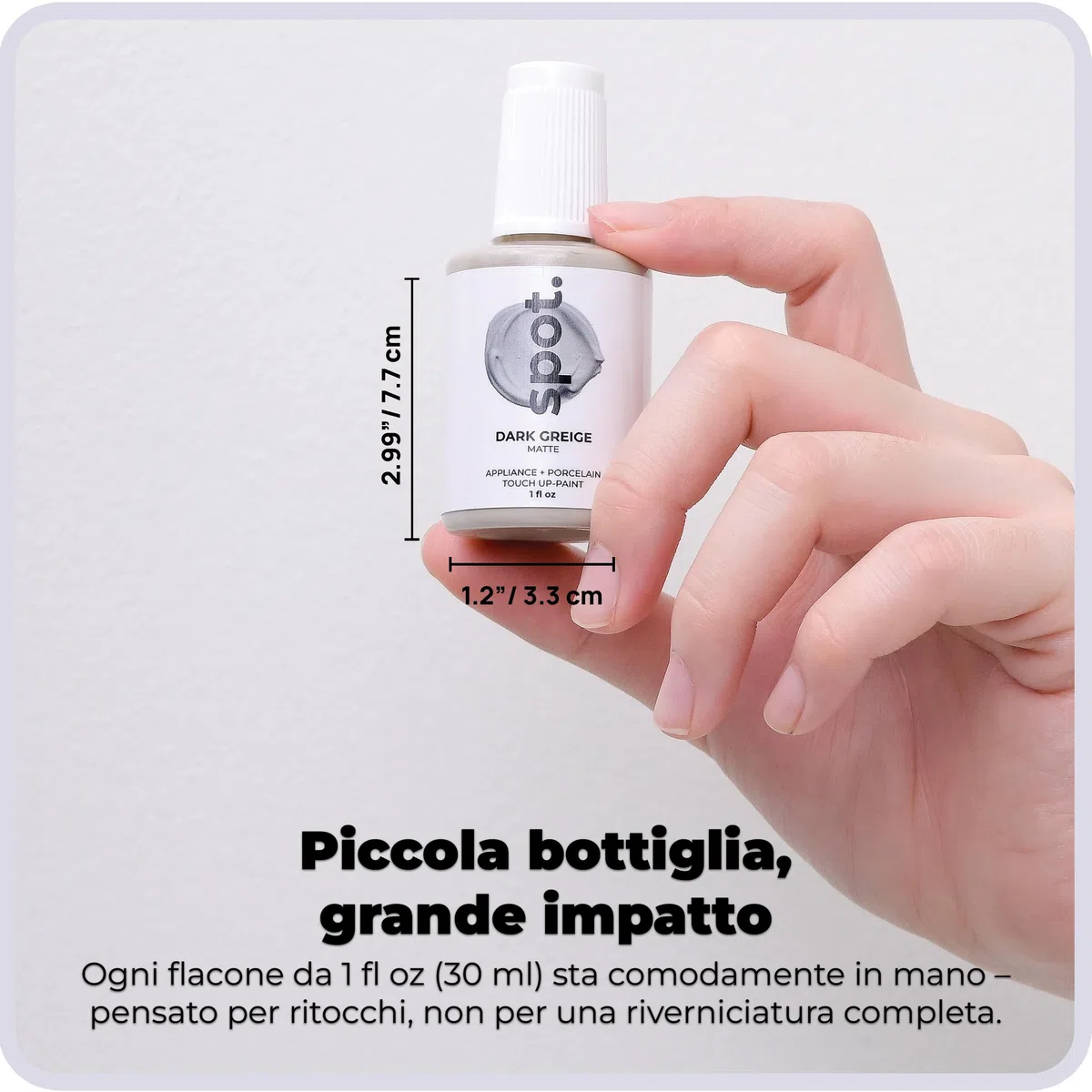 spot. Vernice per ritocchi – finitura opaca, ad asciugatura rapida, perfetta per armadi, pareti, finestre, porte e riparazioni di mobili, set di 3 colori si adatta al 90% di tutte le superfici (grigio