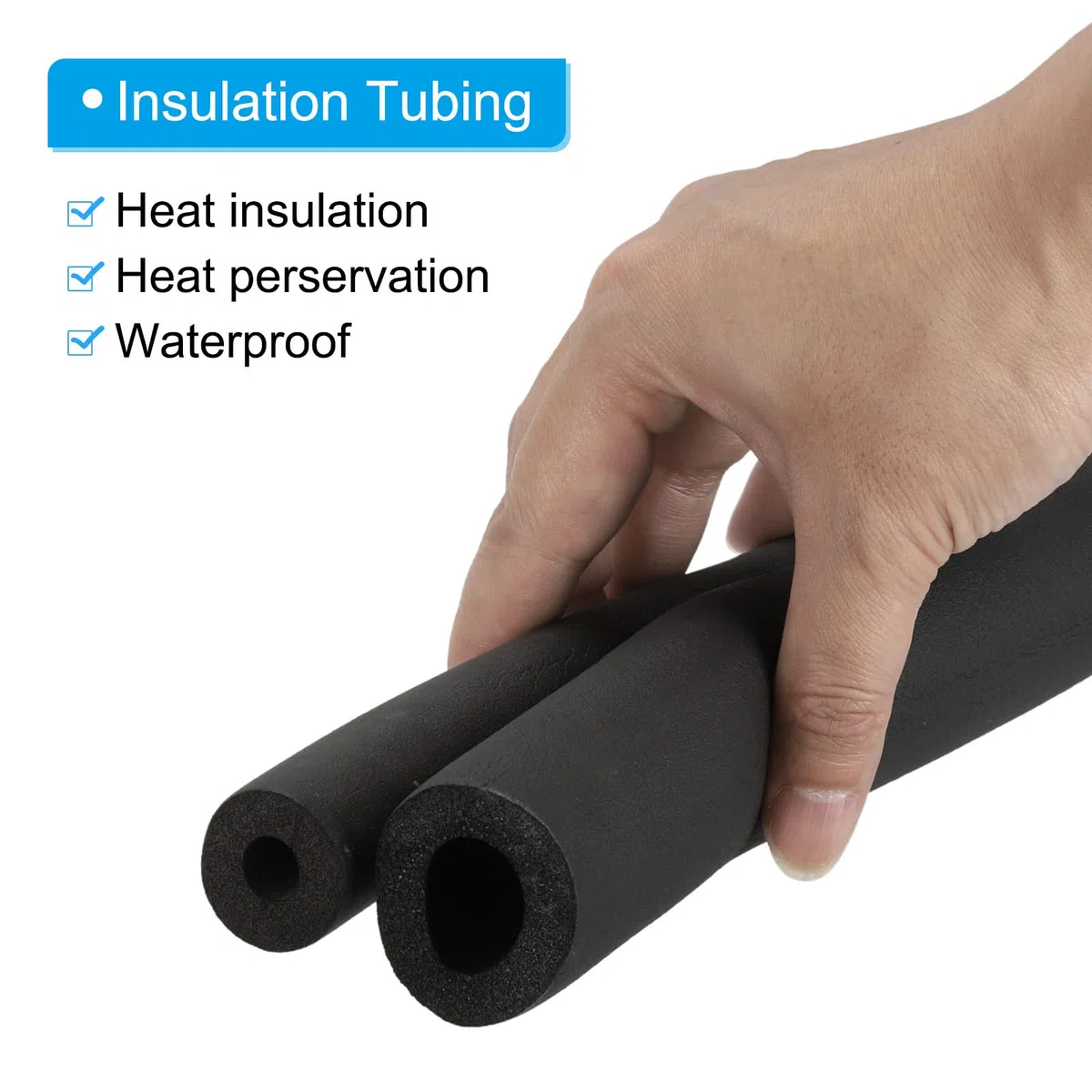 PATIKIL 1/4"(6mm) ID x 6Ft Tubo Isolante Schiuma Condotto Custodia Involucro Rotolo Barra Imbottitura Tubi con Involucro per Maniglia HVAC Aria Condizionatore