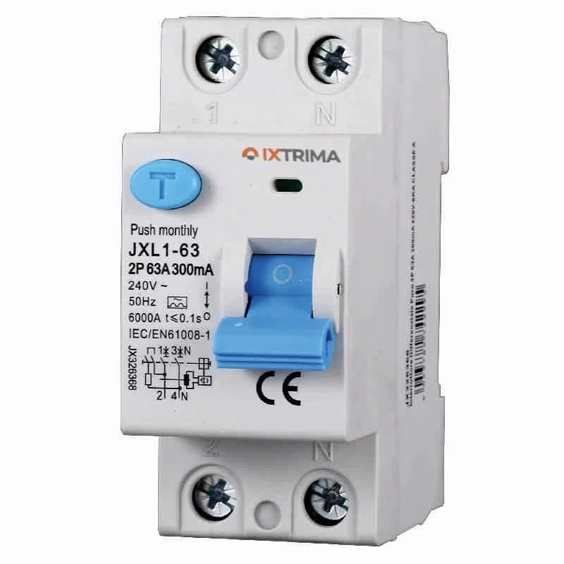 Interruttore Differenziale Puro 2P 63A 300mA 220V-6KA CLASSE A 300mA per Guida DIN - 2 Moduli DIN - Protezione Circuiti e Sicurezza Impianti