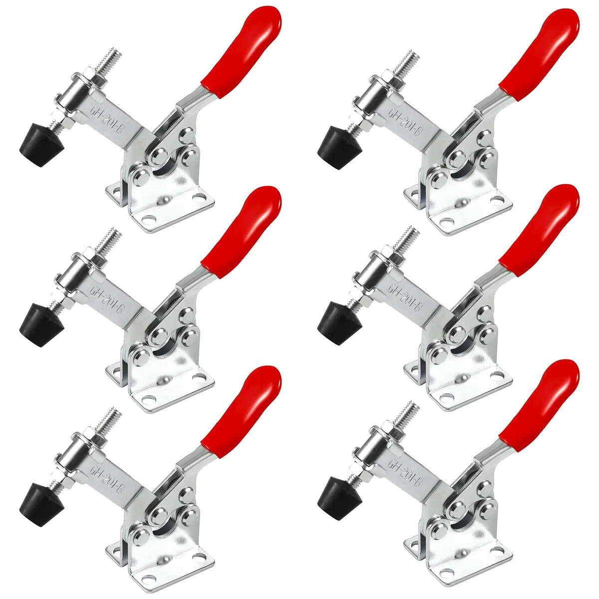 6 Pezzi Toggle Morsetto, GH-201-B Morsetto a Levetta, Morsetti a Ginocchiera 90Kg per Macchinari Lavorazione del Legno Saldatura