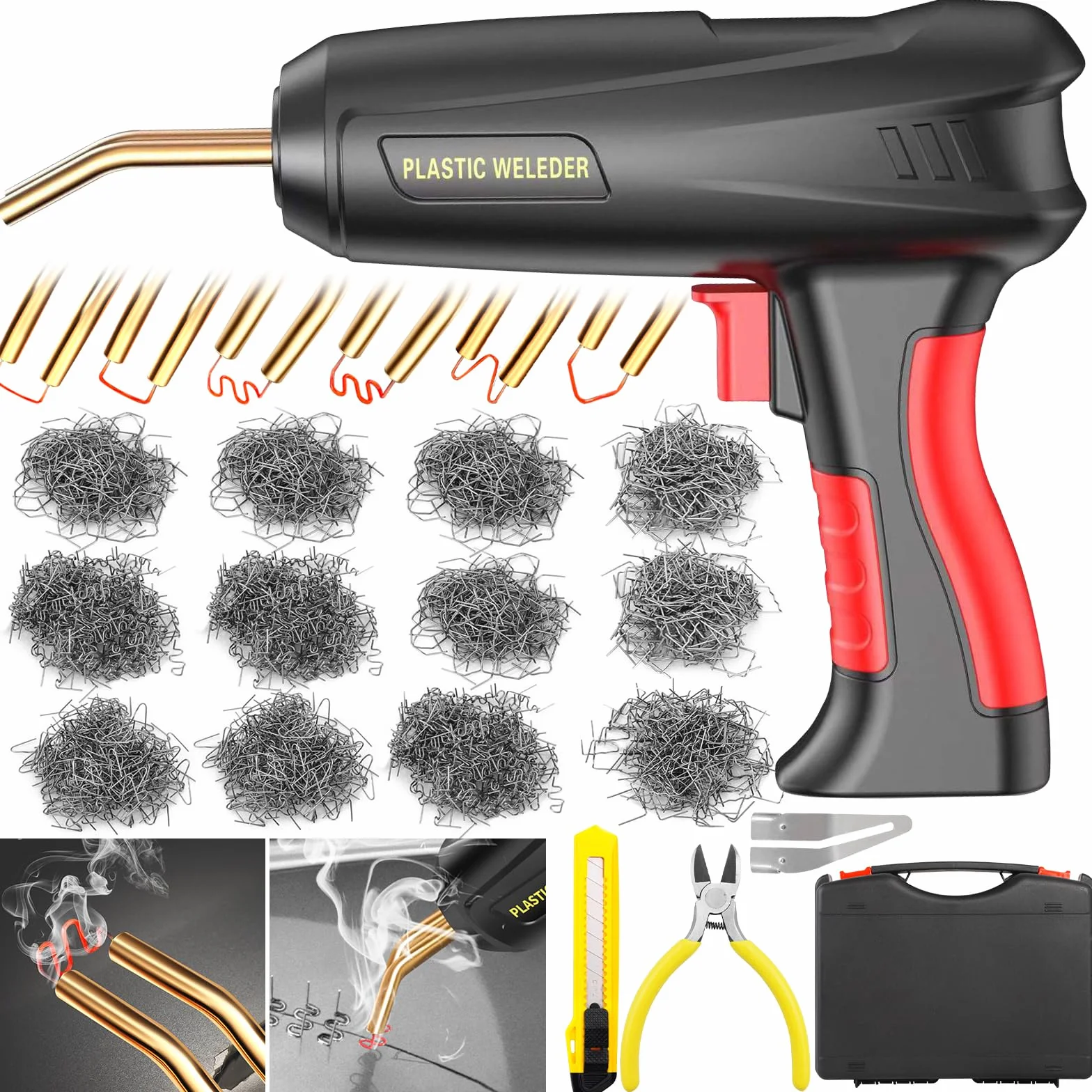 Saldatrice per Plastica 200W con 1000 Pezzi Chiodi, Saldatrice Plastica, Saldatore Pistola Riparazione Macchina, Plastica Saldatrice Kit, Saldatore per Riparazione Auto Paraurti Auto Ricambi