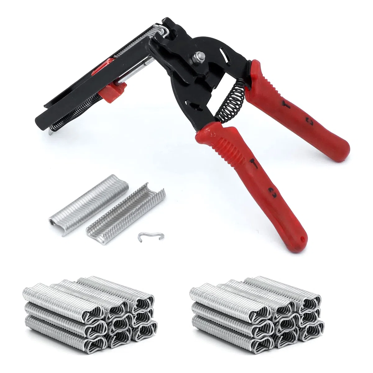Hog Set di Pinze per Anelli per Animali Domestici con 1200 Pinze per Recinzioni Anelli Clip per Recinzioni Materassi Auto Cuscini per Divani Recinzioni Animali Domestici Gabbie (rosso)
