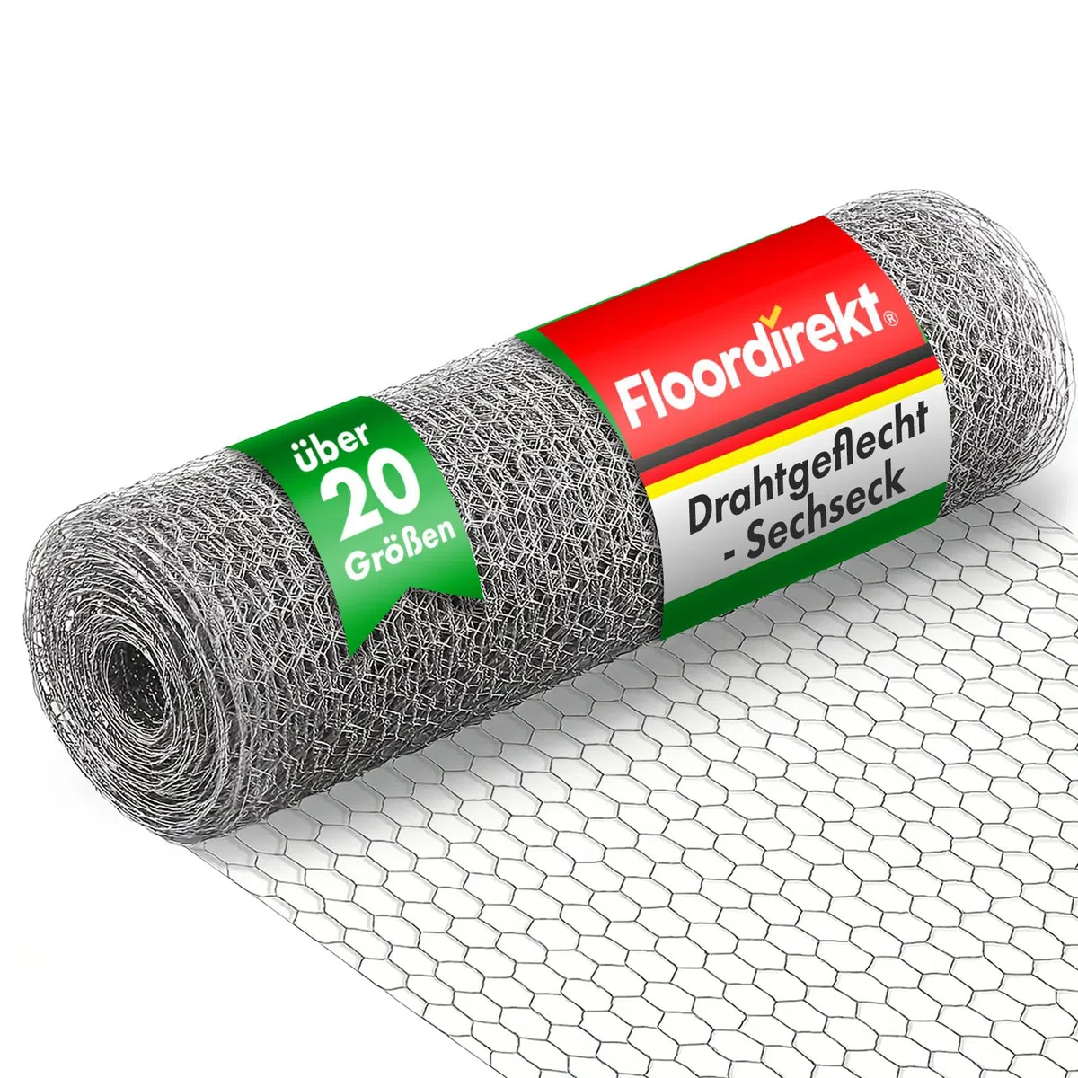 Floordirekt Rete per Animali Tripla Torsione | Rete per Galline per recinzioni di pollaio e veliera da Giardino | zincata, 50 cm (H) / 25 m (L) / 25 mm Larghezza Maglie