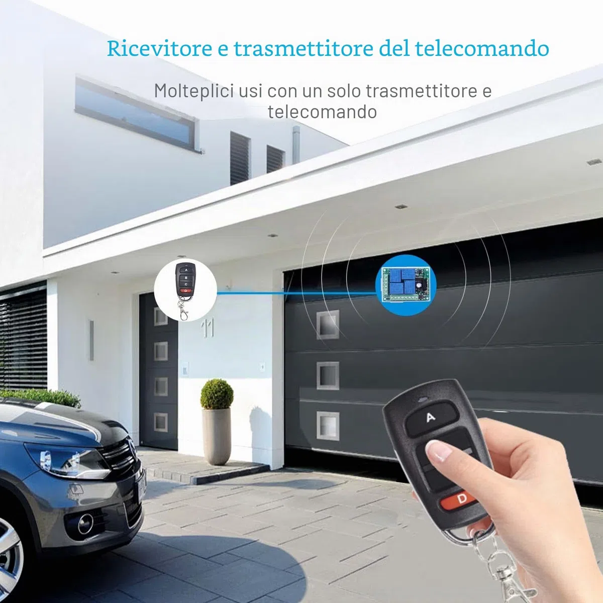 QIACHIP 433 Mhz RF Interruttore remoto wireless ricevitore relè radiocomando 4 canali DC 12V con 4 telecomandi per luci, porta del garage, motore controller