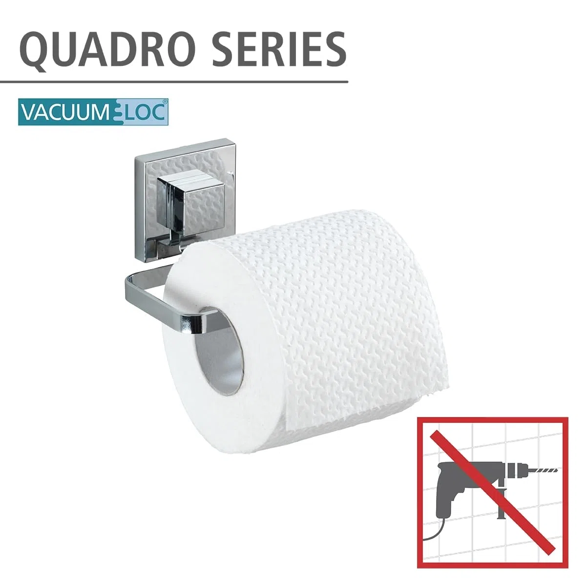 Wenko 22687100 supporto per carta igienica "quadro con Vacuum Loc, Acciaio Inossidabile, Argento, 14 x 11 x 6 cm