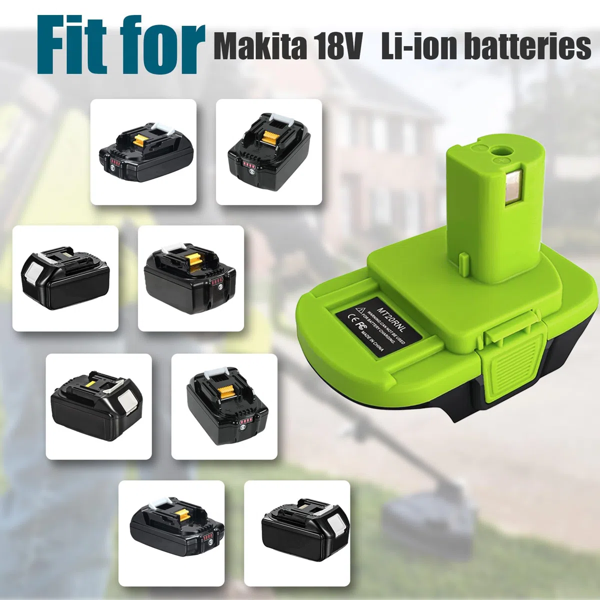 Adattatore batteria MT20RNL per Makita 18 V da convertire per utensili Roybi da 18 V, per batteria Makita da 18 V convertire in batteria agli ioni di litio Ryobi da 18 V