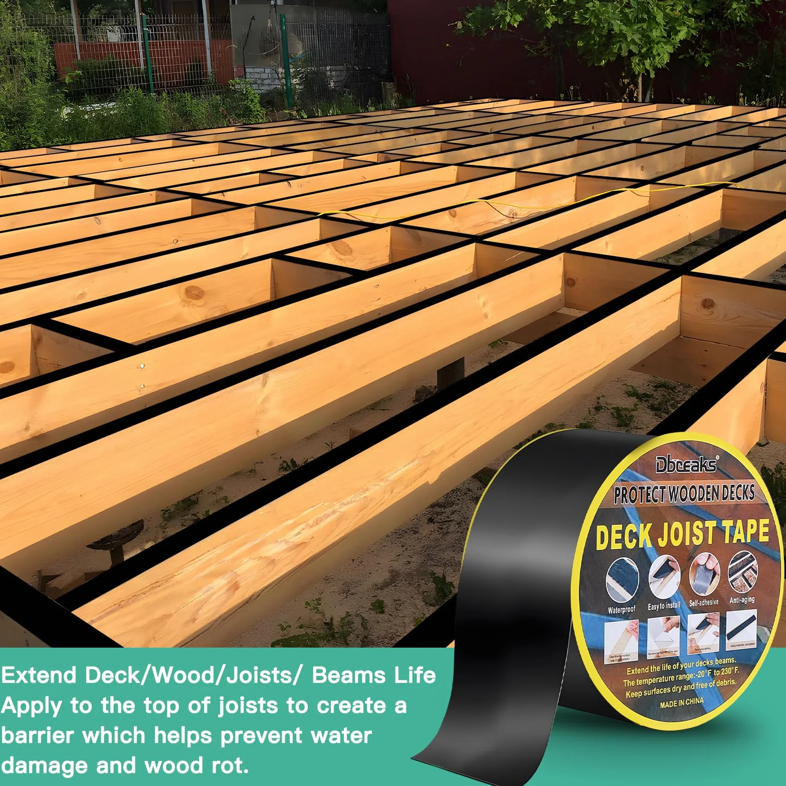 DBREAKS 5cm x 15m Nastro Adesivo Butilico Impermeabile, Nastro impermeabile per ponti, Nastro per la Riparazione del Tetto, Protezione del legno