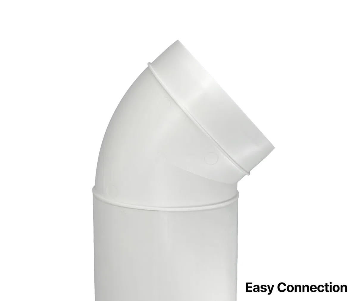H&C VENT Tubo a Gomito 45 Gradi, Scarico e Ventilazione 150 mm, Plastica per Cappa, Angolare (45 Gradi, 150)
