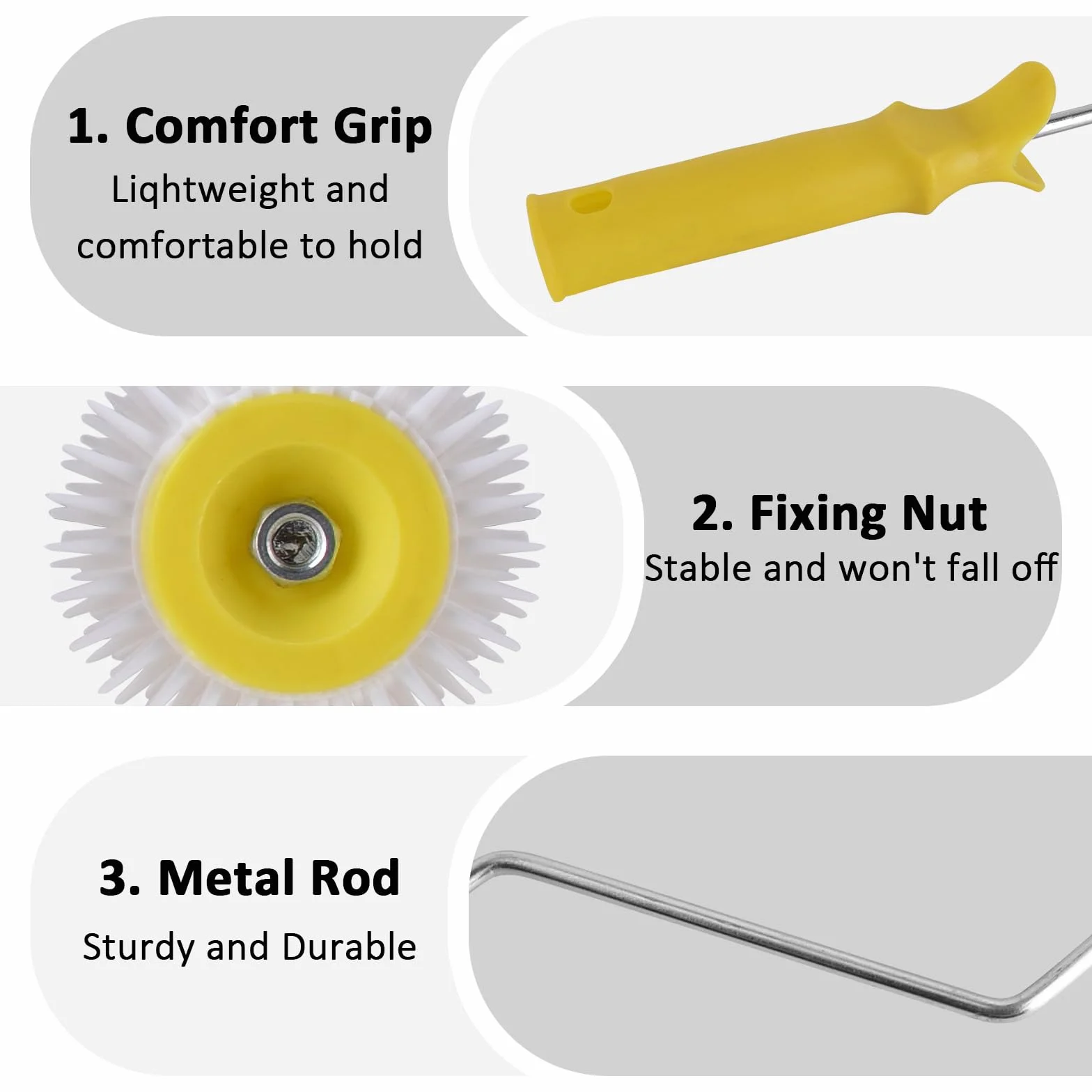 Rullo di Sfiato a Rullo, Rullo di Sfiato da 23 cm con 4 Barre di Collegamento in Acciaio Inox da 34 a 136 cm, Massa di Compensazione per lo Sfiato dei Rivestimenti del Pavimento