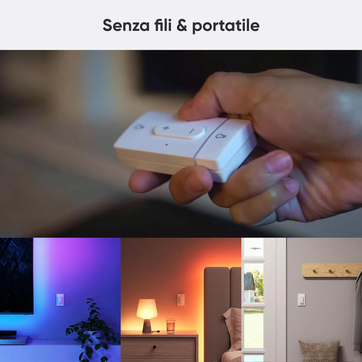Nanoleaf Sense+, Interruttore Wireless Intelligente Portatile (senza Installazione) con 2 Pulsanti Configurabili, Remoto Dimmer Switch, Sensori di Movimento e Luce Diurna, Interno