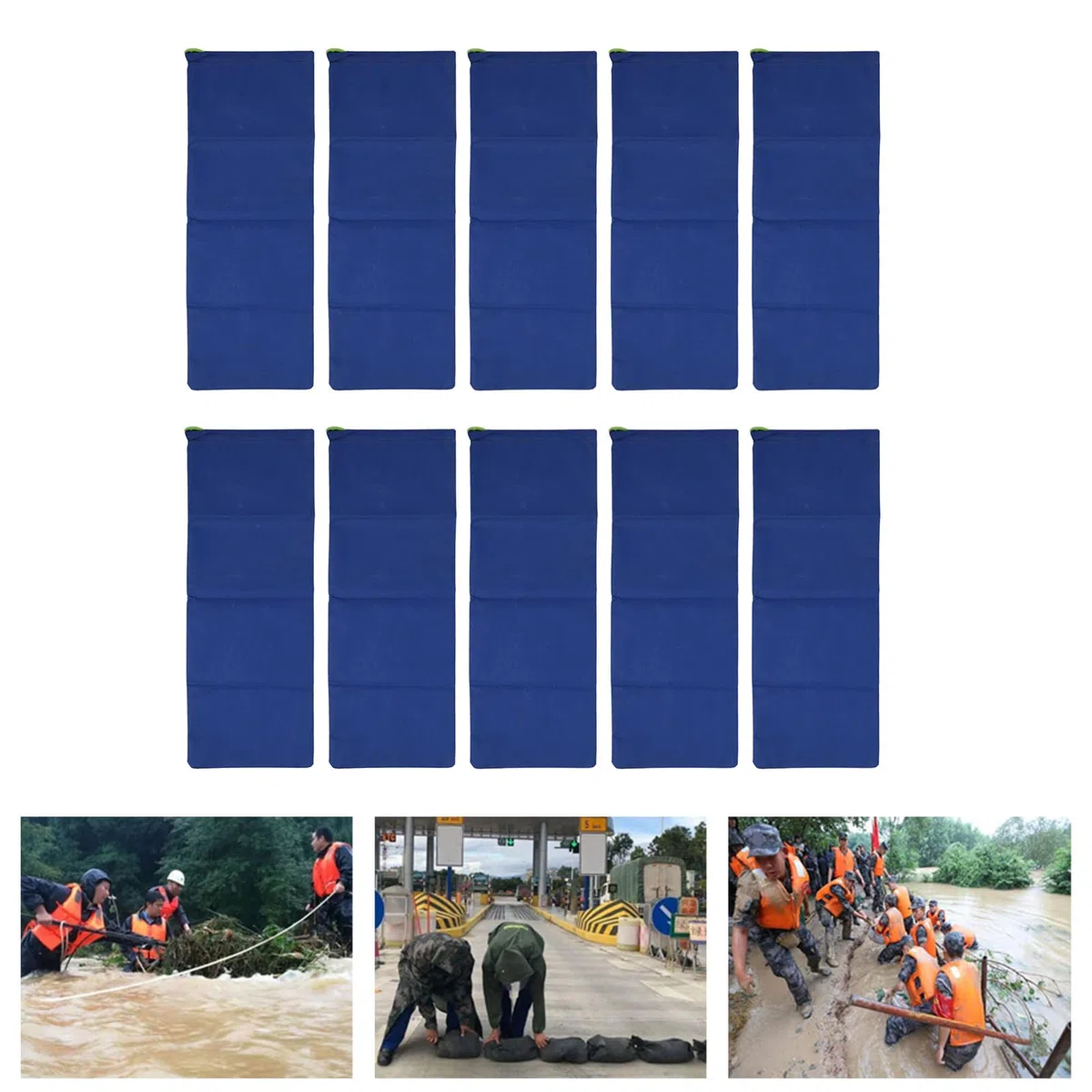 Sacchi di Sabbia Anti-alluvione, 10 Pezzi Sacchi di Sabbia Riutilizzabili di Facile Utilizzo per la Porta del Garage (blu scuro)