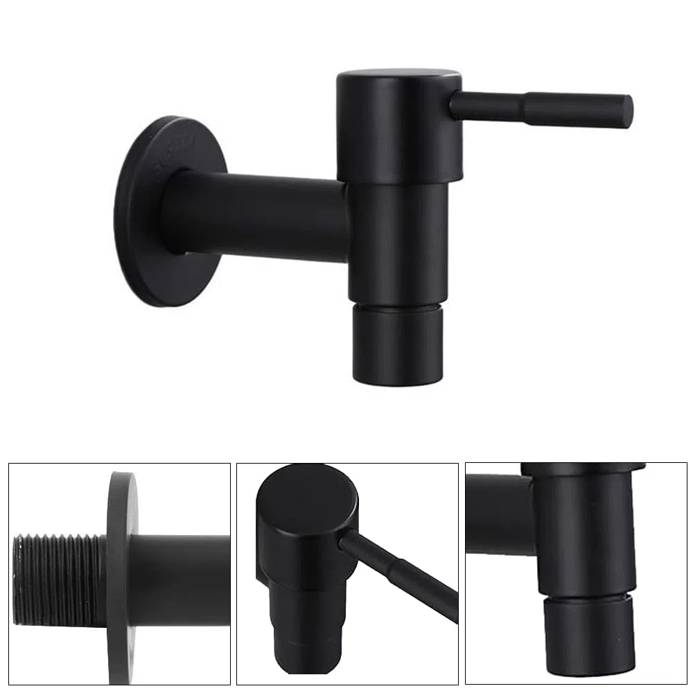 Rubinetto Nero, Rubinetto Giardino, Rubinetto in Acciaio Inox, Rubinetto a Parete Per Bagno Forte E Robusto per Bagno, Lavabo, Balcone, Cucina