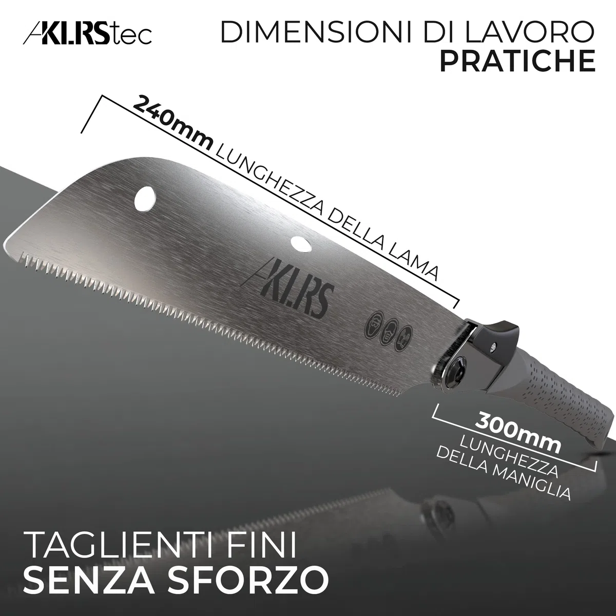 KLRStec Sega giapponese Zen professionale - Seghetto professionale per legno da 240 mm [inclusa borsa con clip] Sega pieghevole per esterni con acciaio al carbonio temprato [SK5]
