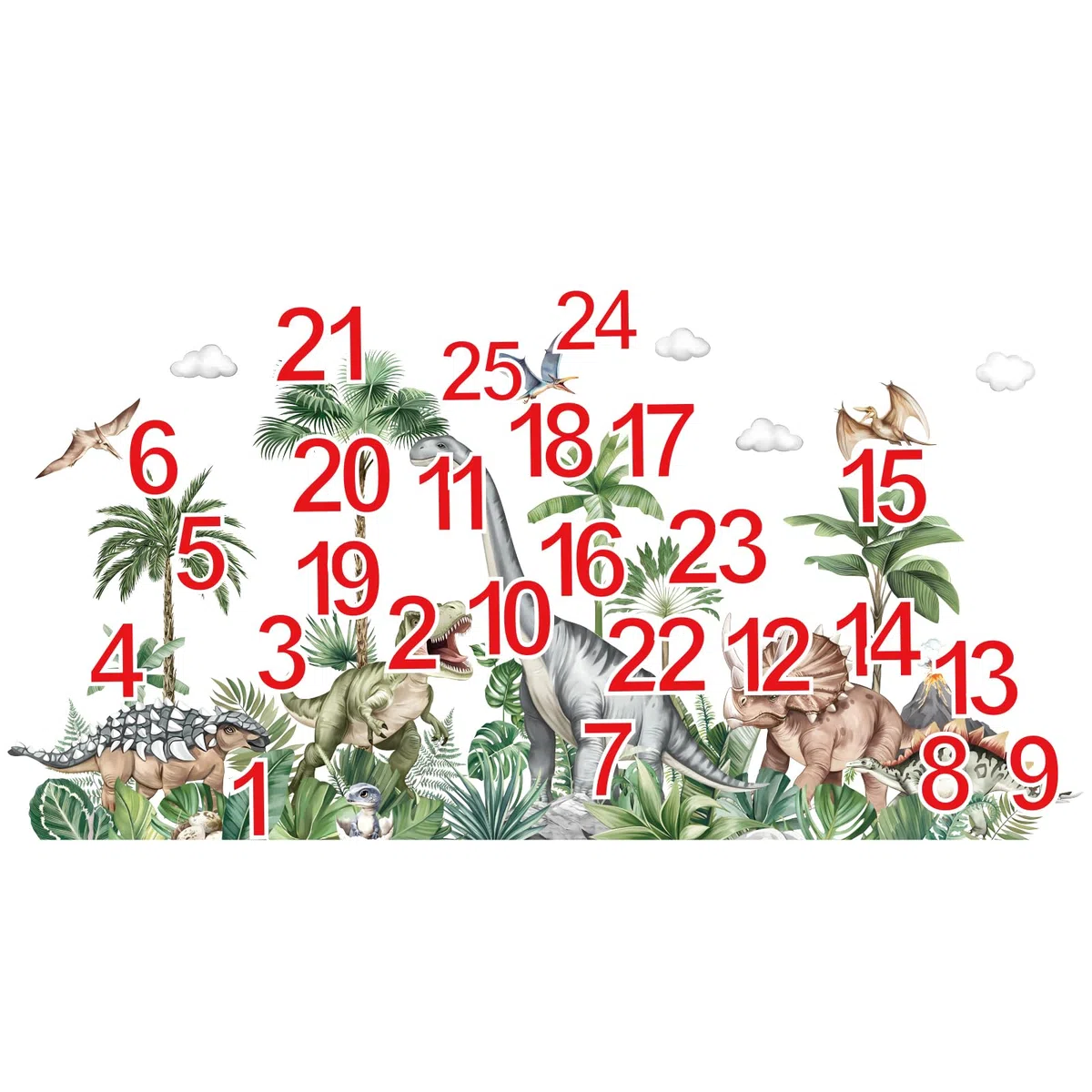 decalmile Adesivi Murali Dinosauro Grande Adesivi da Parete Dino Tropicali Palme Piante Decorazione Murale Asilo Nido Camerette Bambini Camera da Letto