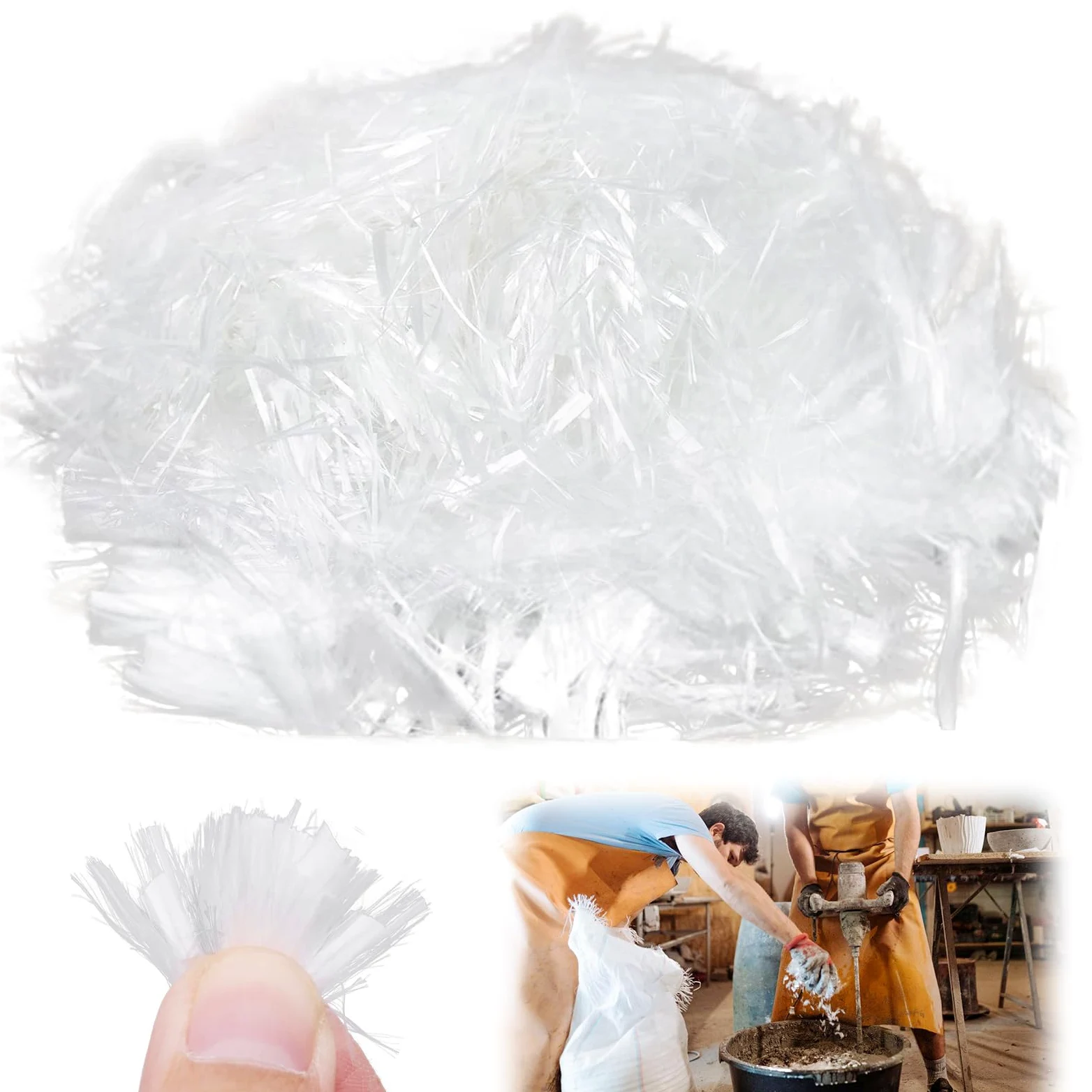 1 kg di fibra di polipropilene, rinforzo e resistenza in fibra di polifibra, fibra di polipropilene per calcestruzzo, malta, gesso, malta cementizia, previene la formazione di crepe, riduce il