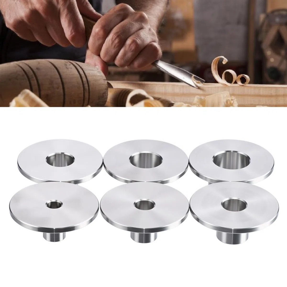 Luocute Set di Boccole Guide per Modelli di Fresatrice, 6 Utensili per la Lavorazione del Legno in Acciaio Inossidabile con 10 Mm 12 Mm 14 Mm 16 Mm 18 Mm 20 Mm, Modelli di Fresatrice