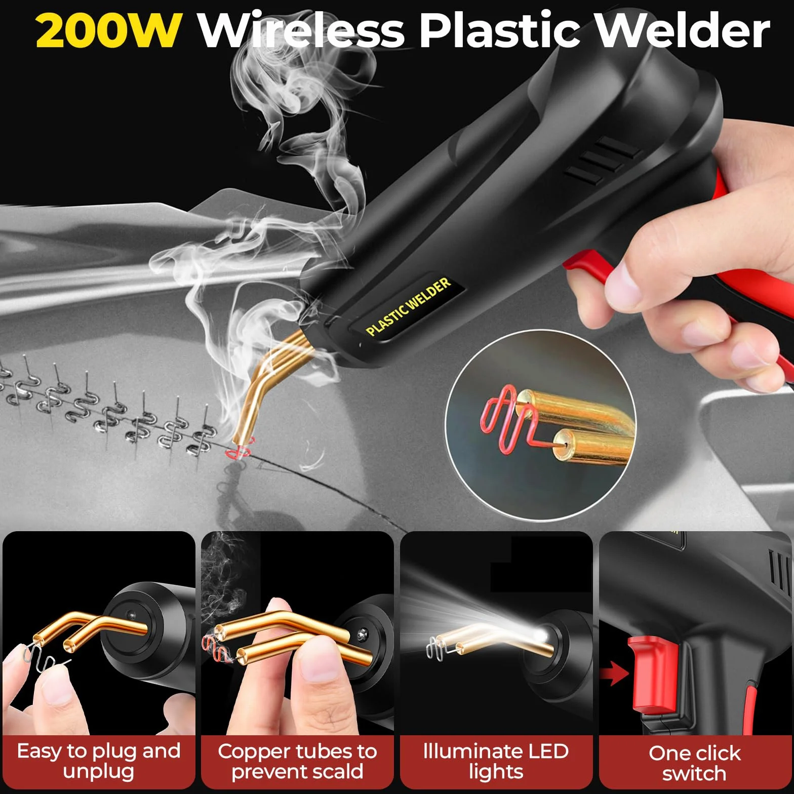 Saldatrice per Plastica 200W con 1000 Pezzi Chiodi, Saldatrice Plastica, Saldatore Pistola Riparazione Macchina, Plastica Saldatrice Kit, Saldatore per Riparazione Auto Paraurti Auto Ricambi