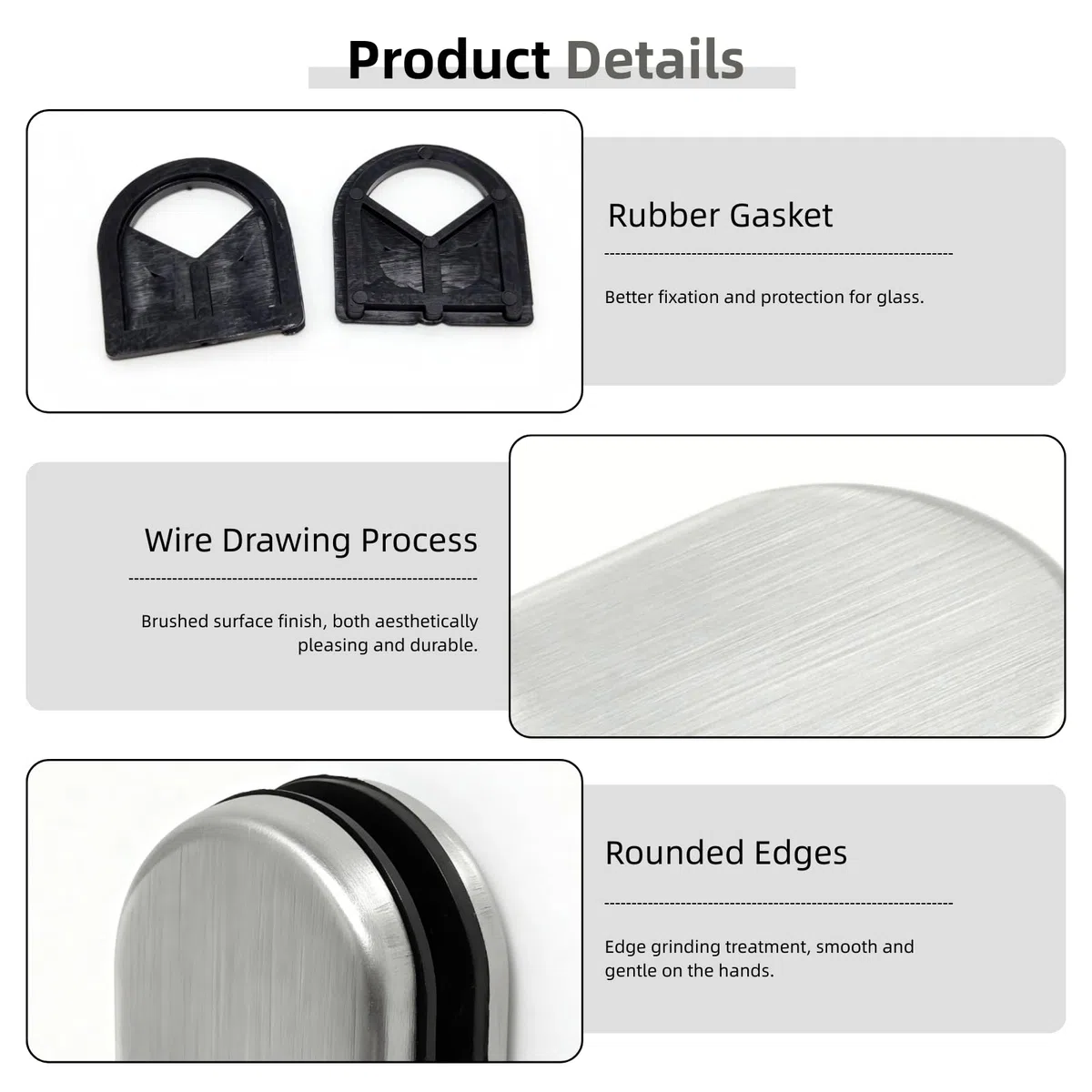 8 Pezzi Morsetto per Vetro in Acciaio Inox 304 Supporto per Vetro in Acciaio Inox Morsetti Ferma Vetro 6-8 mm Casa Scale Piscina Balaustra Balcone Giardino 53 x 33 x 20 mm