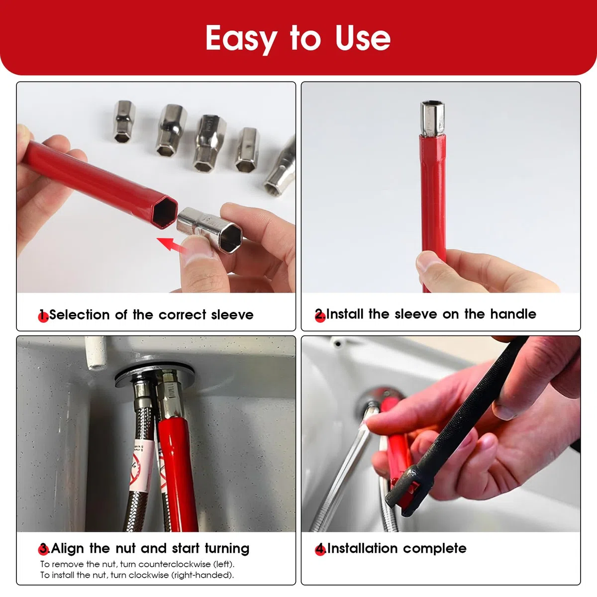 9 Chiave rubinetto lavello Chiavi per dadi dei rubinetti set 13 mm Chiave per rubinetto sottolavello Adattatore 8-17 mm strumento Chiave regolabile per lavabo per l'installazione dei rubinetti