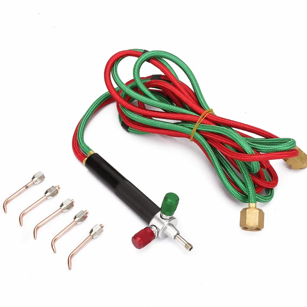 Mini Torcia a Gas Ossigeno Saldatura Acetilene Kit di Strumenti per Pistola per Saldatura 5 Pezzi Punte Ripetibili Torce per Saldatura Industriale