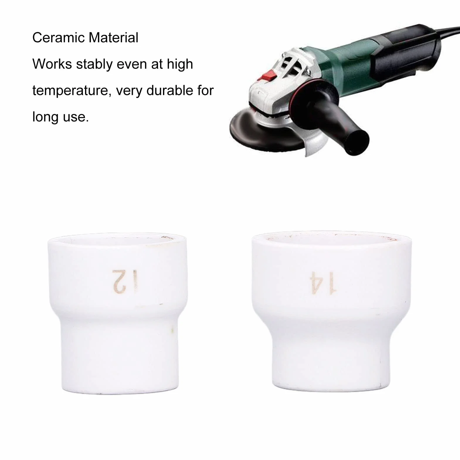 2 Pezzi Tazza per Saldatura TIG, Tazza per Saldatura in Ceramica 12#/14# Kit di Accessori per Ugelli in Ceramica per WP9/17/18/20/25/26 (Bianco)