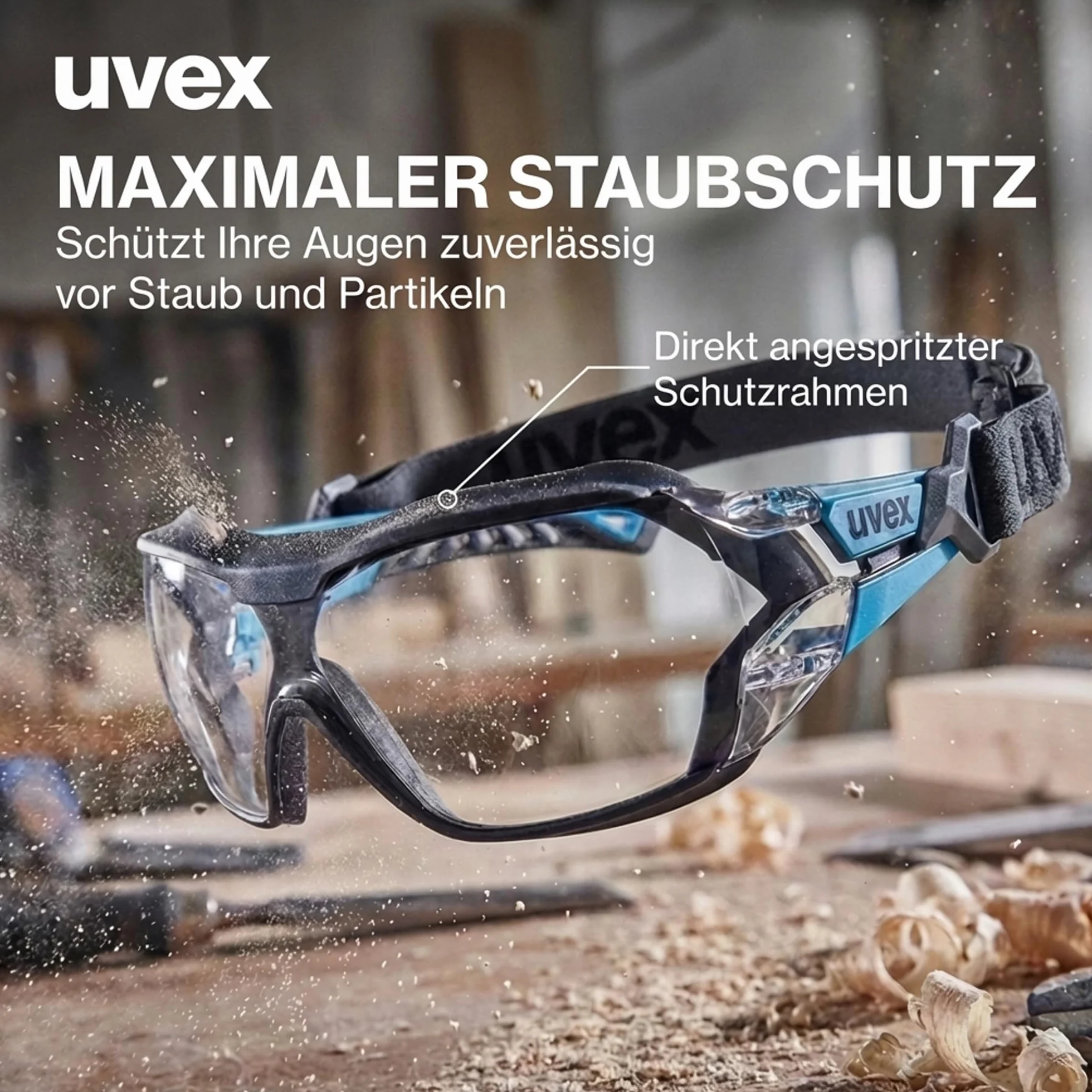 Uvex pheos Nxt Guard – Occhiali protettivi – Occhiali da stiro con protezione UV al 100% – Interno anti-appannamento – Esterno estremamente resistente ai graffi e senza metalli – con fascia