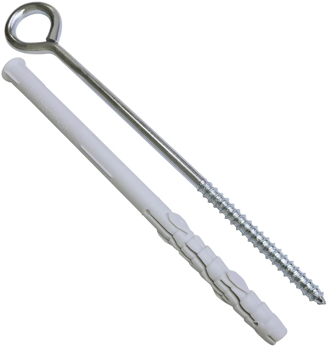 AERZETIX - C57546 - Set di 10 tasselli universali Ø10x160mm in plastica + 10 ganci a sospensione con occhiello/golfari per avvitare chiuso Ø7x165mm in acciaio - calcestruzzo mattoni pieni muratura