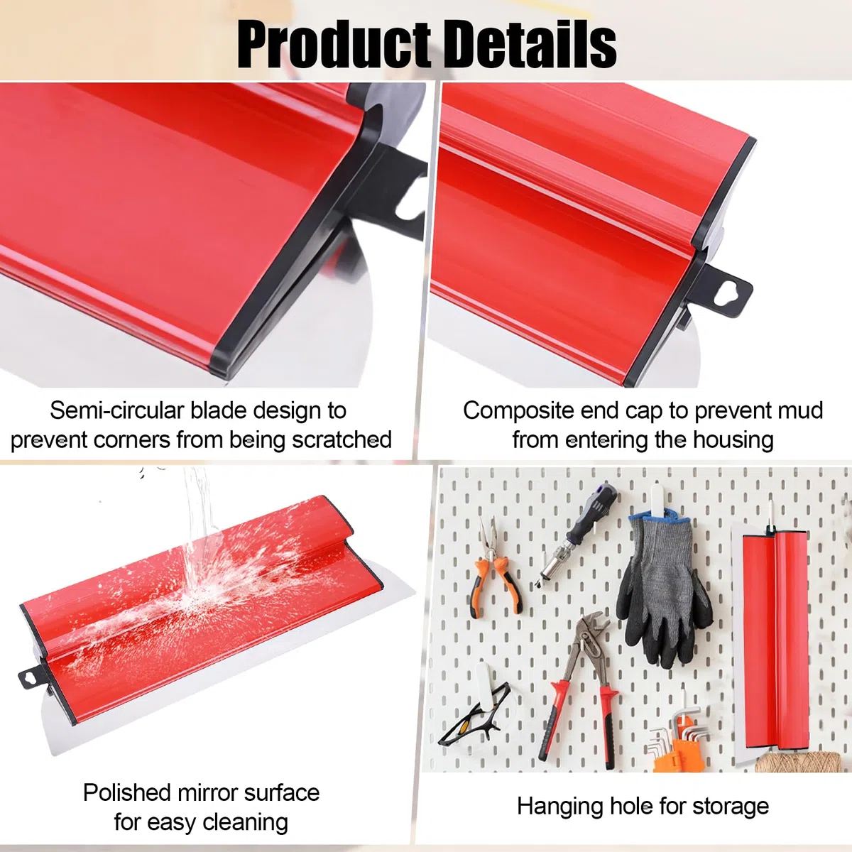 GAESHOW 40cm+60cm Spatole per Stucco con Impugnatura a Forma di Z, con lama in Acciaio Inossidabile da 0,35 mm, Kit Spatole Professionali per Lisciatura, per Intonacare Pareti e Soffitti (40cm+60cm)
