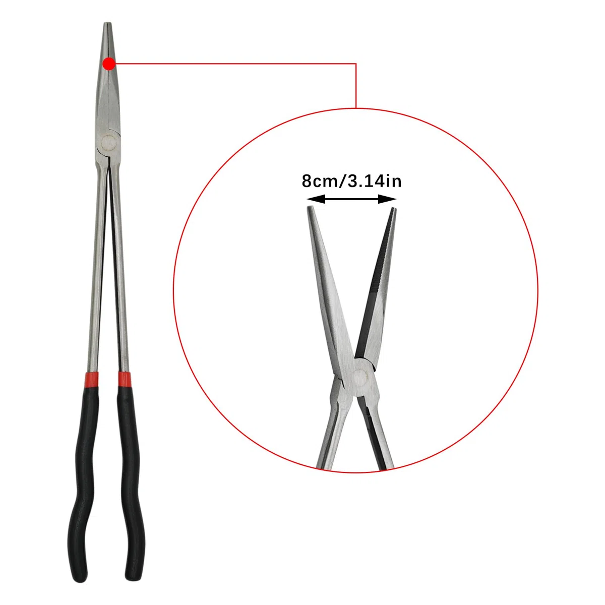 Pinze a becco extra lunghe da 16 pollici, set di attrezzi professionali in acciaio con naso dritto, 40 cm di lunghezza, per riparazioni/fai da te, torni e hardware industriale girevole