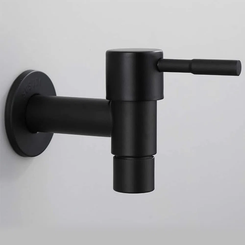 Rubinetto Nero, Rubinetto Giardino, Rubinetto in Acciaio Inox, Rubinetto a Parete Per Bagno Forte E Robusto per Bagno, Lavabo, Balcone, Cucina