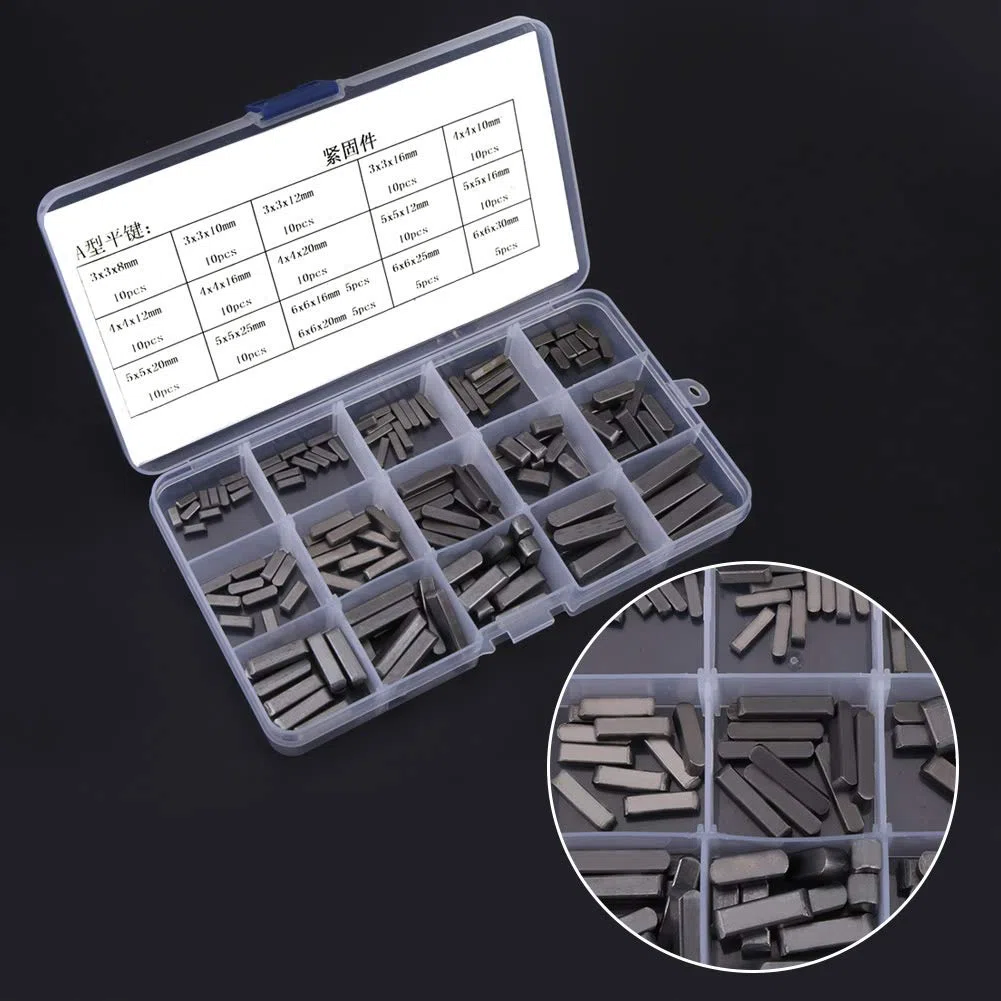 140 Pezzi Chiave per Chiavetta, Assortimento di Chiavi a Forma di Piuma con Estremità Tonda Set di Chiavi per Albero di Trasmissione Parallelo