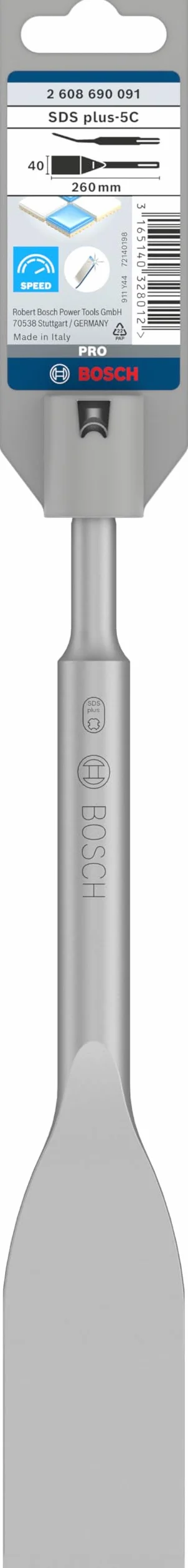 Bosch Professional SDS-Plus Scalpello per Piastrelle, 260 x 40 mm, Nero